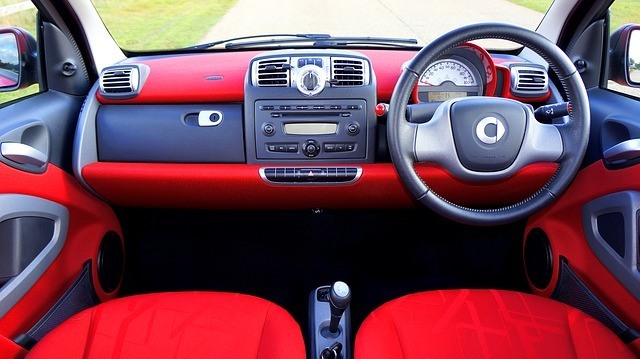 interior of a car with speakers