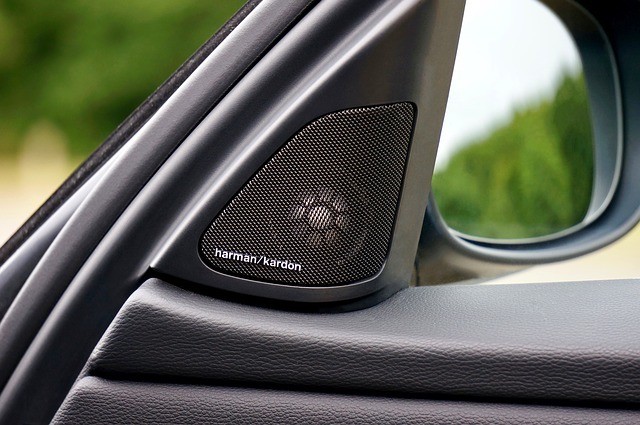 car speaker installed by the car window