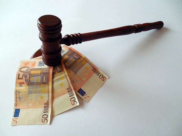 Judge's gavel on money
